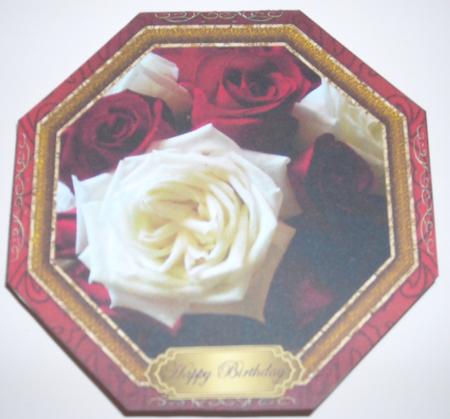 Red & White Roses Octagon Shaped Card 5 by Pam Stubley