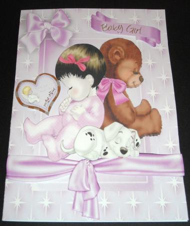 Sweet Baby Girl with Adorable Puppy in Star Frame by Pam Stubley