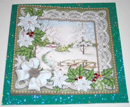 Pretty Snowscene Gre Poinsettia 5in Zig Zag One Side Stacker by Pam Stubley