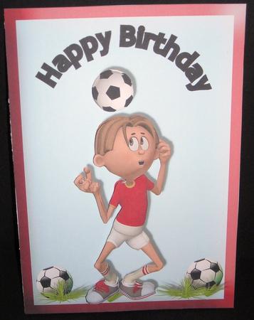 Footballer Happy Birthday Card Front by Pam Stubley