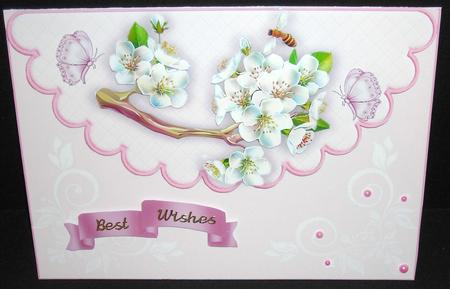 Pretty White Blossoms on a Scalloped Envelope by Pam Stubley