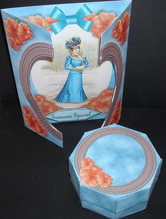 Elegant Victorian Lady in Tartan Gate Fold Card with Octobox by Pam Stubley