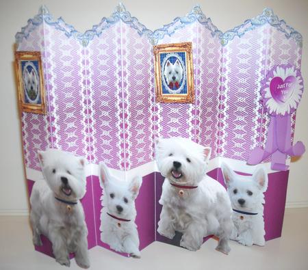West Highland Puppy Dogs 4 x Fold Decoupage Concertina Kit by Pam Stubley