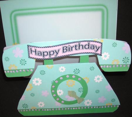 Funky Green Phone Shaped 3D Card Kit by Pam Stubley