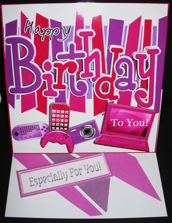 Birthday Girly Gadgets Games N Gizmos Quick Card N 3D Decoup by Pam Stubley