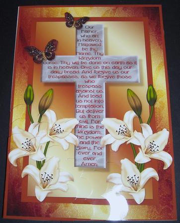 The Lord's Prayer on Cross 3 - Scalloped Pyramid Card by Pam Stubley