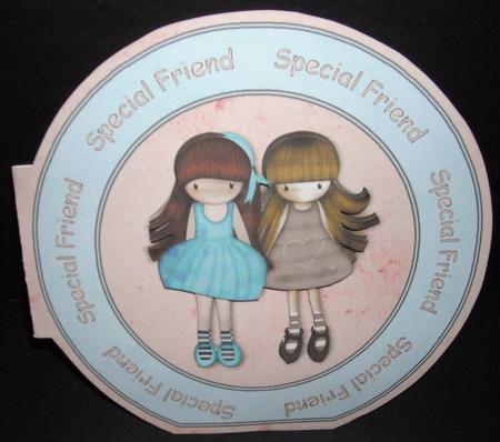 Cute Girls "special Friend" Wordaround Card with Decoupage by Pam Stubley