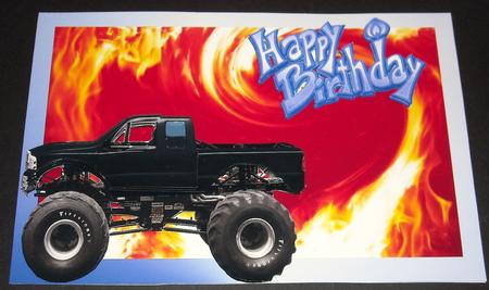 Monster Truck on Wild Flame Background by Pam Stubley