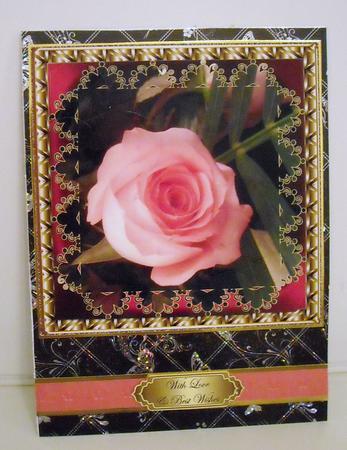 Pink Rose Various Occasions Scalloped Corner Stacker Card by Pam Stubley