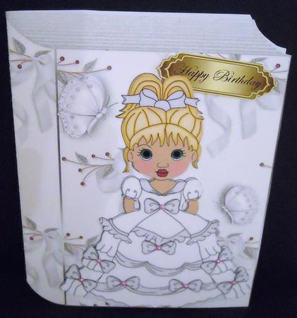 Pretty Victorian Lady in White with Butterflies Folded Book by Pam Stubley