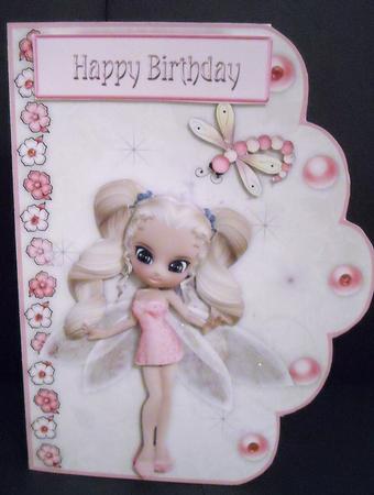 Fairy Birthday Scallop Card and Step by Step by Pam Stubley