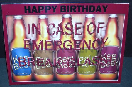 A5 Beer Emergency Fun Novelty Oval Pyramage Topper by Pam Stubley