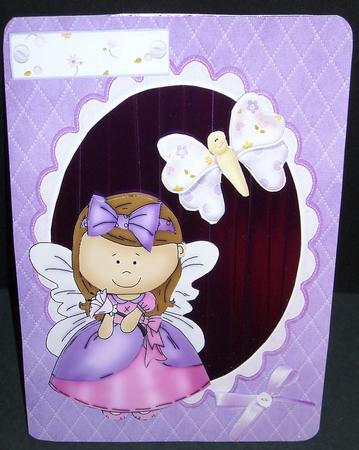 Pretty Purple Fairy in Purple Oval Frame by Pam Stubley