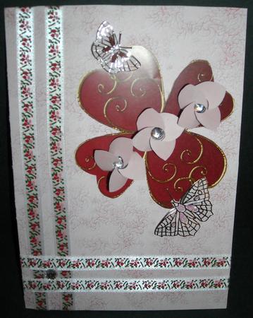 Folded Flowers Card - Pink Butterflies by Pam Stubley