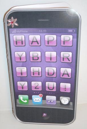 Smart Phone Birthday Shaped Card by Pam Stubley