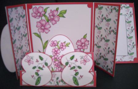 Gatefold Step Card - Pink Flowers by Pam Stubley