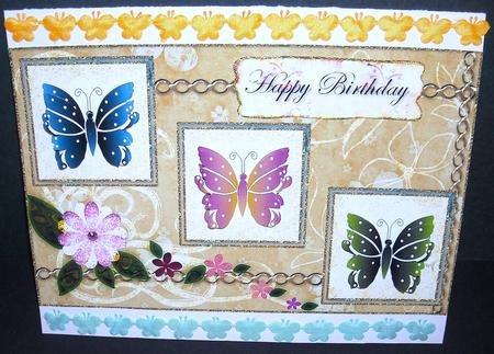 3 Butterflies Birthday/ Thank You/ Easter Card 2 by Pam Stubley