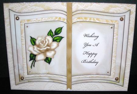 Cream Rose - Wishing You a Happy Birthday - Book Sheet by Pam Stubley