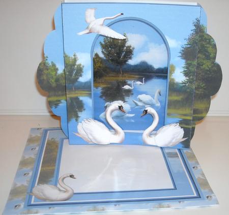 Swan Diorama Arch Card Kit - with Matching Envelope by Pam Stubley