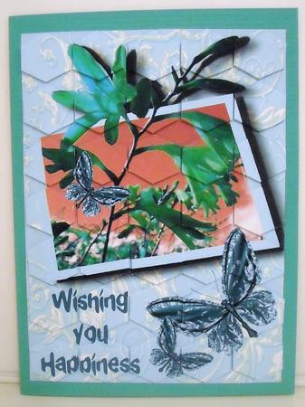 Vibrant Flowers Aqua Butterflies Happiness Patchoupage by Pam Stubley