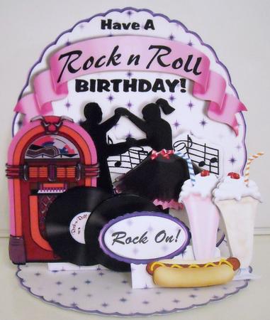 Giant Easel Tableau 3D Card Kit - Rock N Roll Birthday by Pam Stubley