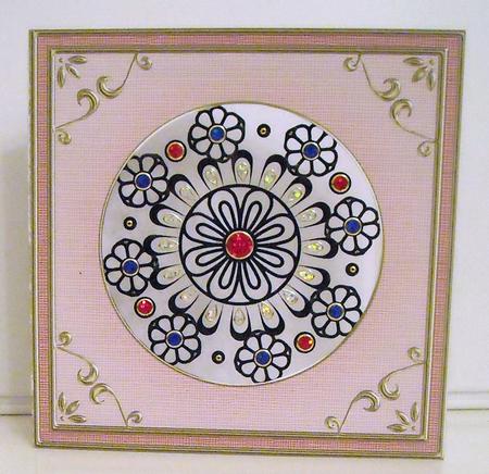Square 'gold Metallic Frame' Card Front or Insert by Pam Stubley