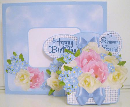 3D Box ' Pink Roses & Forget-me-nots' by Pam Stubley