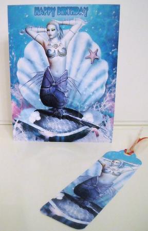 Bookmark Birthday Card with Mermaid by Pam Stubley
