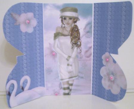 Demure in White Interlocking Card by Pam Stubley