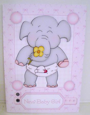 Sweet Baby Girl Elephant Decoupage by Pam Stubley