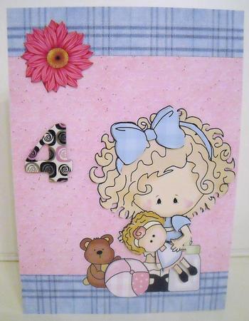 Pretty Blonde Girl with Blue Bow by Pam Stubley