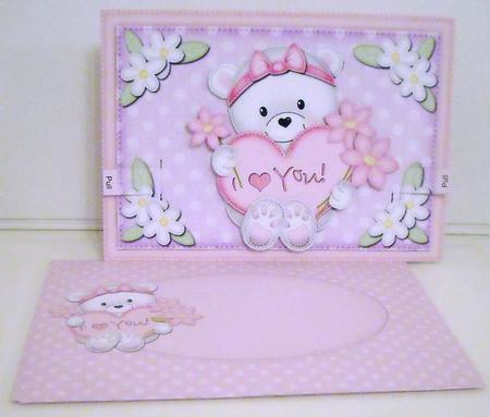 3D Teddy Tess's Heart Animated Moveable Decoupage Card Kit by Pam Stubley