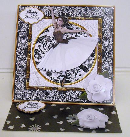 Black and White Ballerina Card Front by Pam Stubley