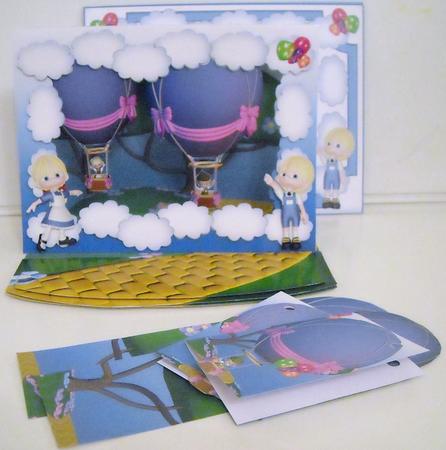 Tent Easel Greeting Card Kit "the Balloon Race" by Pam Stubley
