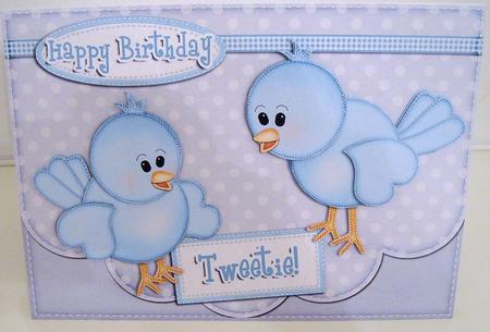 A5 Little Birdie Felties Scalloped Edge N 3D Decoupage by Pam Stubley