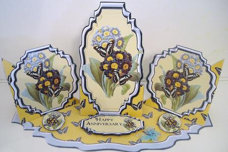 Triple Twist Easel Card - Primulas & Butterflies by Pam Stubley