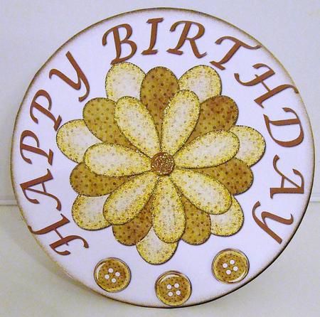 Round Birthday Topper with Flower & Buttons 1 by Pam Stubley