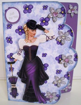 Vintage Lady, Floral Scallope Edge Curve Card by Pam Stubley