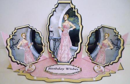 Triple Twist Easel Card - Lady in Brocade Gown by Pam Stubley