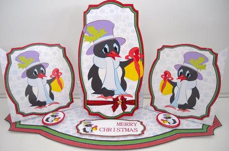 Triple Twist Easel Card - Christmas Penguin by Pam Stubley
