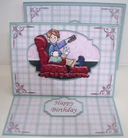 Flicking King Tv Remote Man Easel Card Kit by Pam Stubley