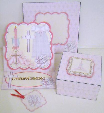 Scalloped Easel Card - Girl's Christening by Pam Stubley