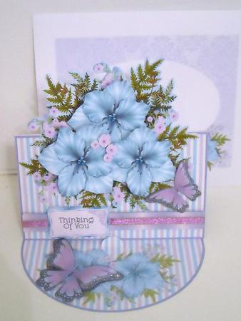 Over the Edge Easel Card Kit - Teal Lilies & Butterflies by Pam Stubley
