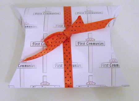 Pink Hearts White Cross First Communion Backing by Pam Stubley