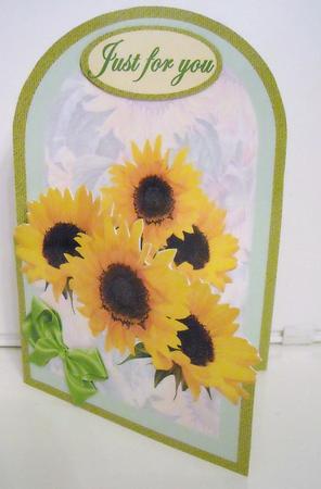 Sunflowers Cutaway with Green Ribbon by Pam Stubley