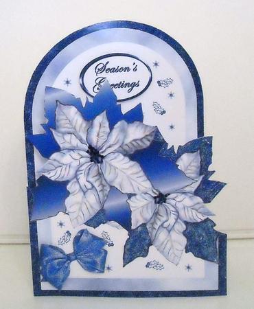Poinsettias Cutaway Card - Blue by Pam Stubley