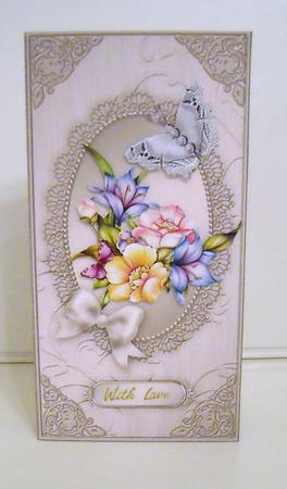 Dl Metallic Lace and Bow Card Front by Pam Stubley