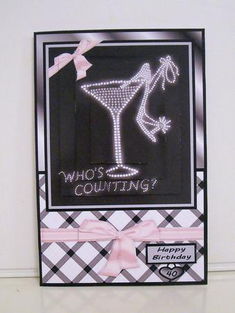 Ladies Heel Shoe in a Martini Glass Birthday Card Qs by Pam Stubley