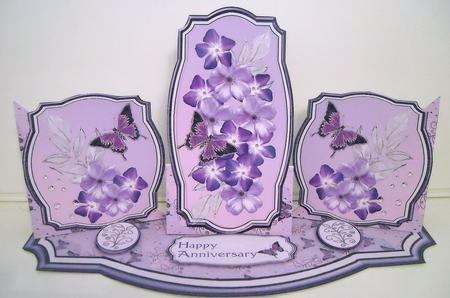 Triple Twist Easel Card - Purple Blossom by Pam Stubley