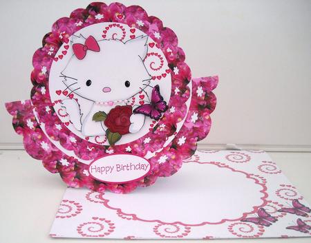 Scalloped Over the Top Rocker - White Kitty & Rose by Pam Stubley